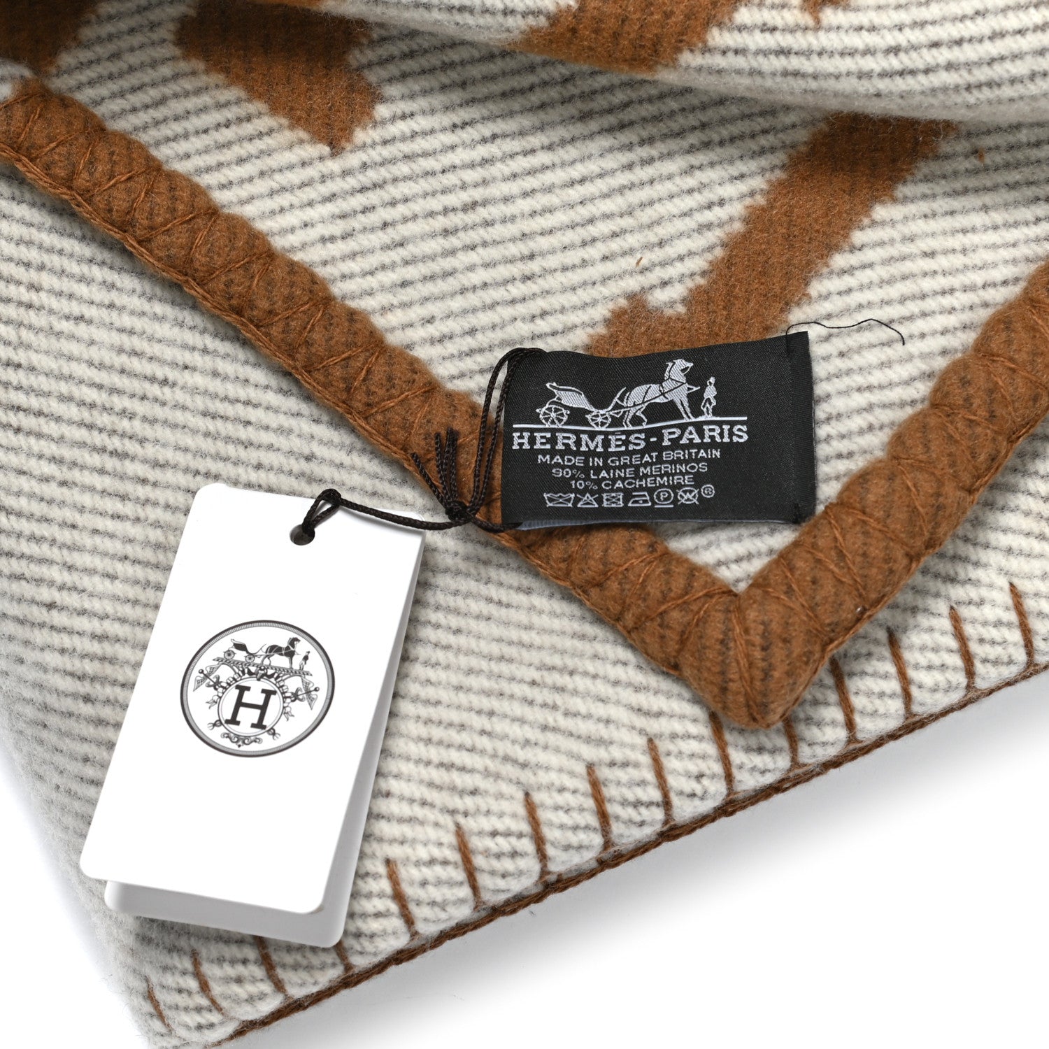 Hermes Wool Cashmere Avalon Blanket Ecru Camel 3 of 3