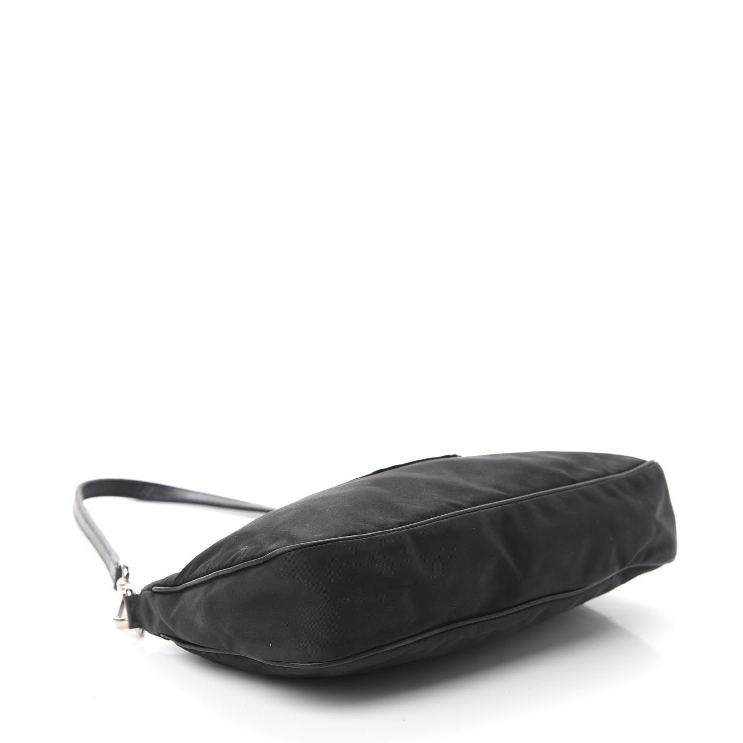 Prada Tessuto Nylon Calfskin Logo Pochette Black 4 of 13