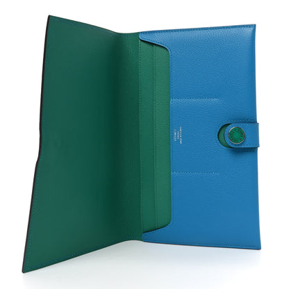 Hermes Evercolor Verso RMS Toutenmain Wallet Bleu Zanzibar Vert Vertigo 5 of 6