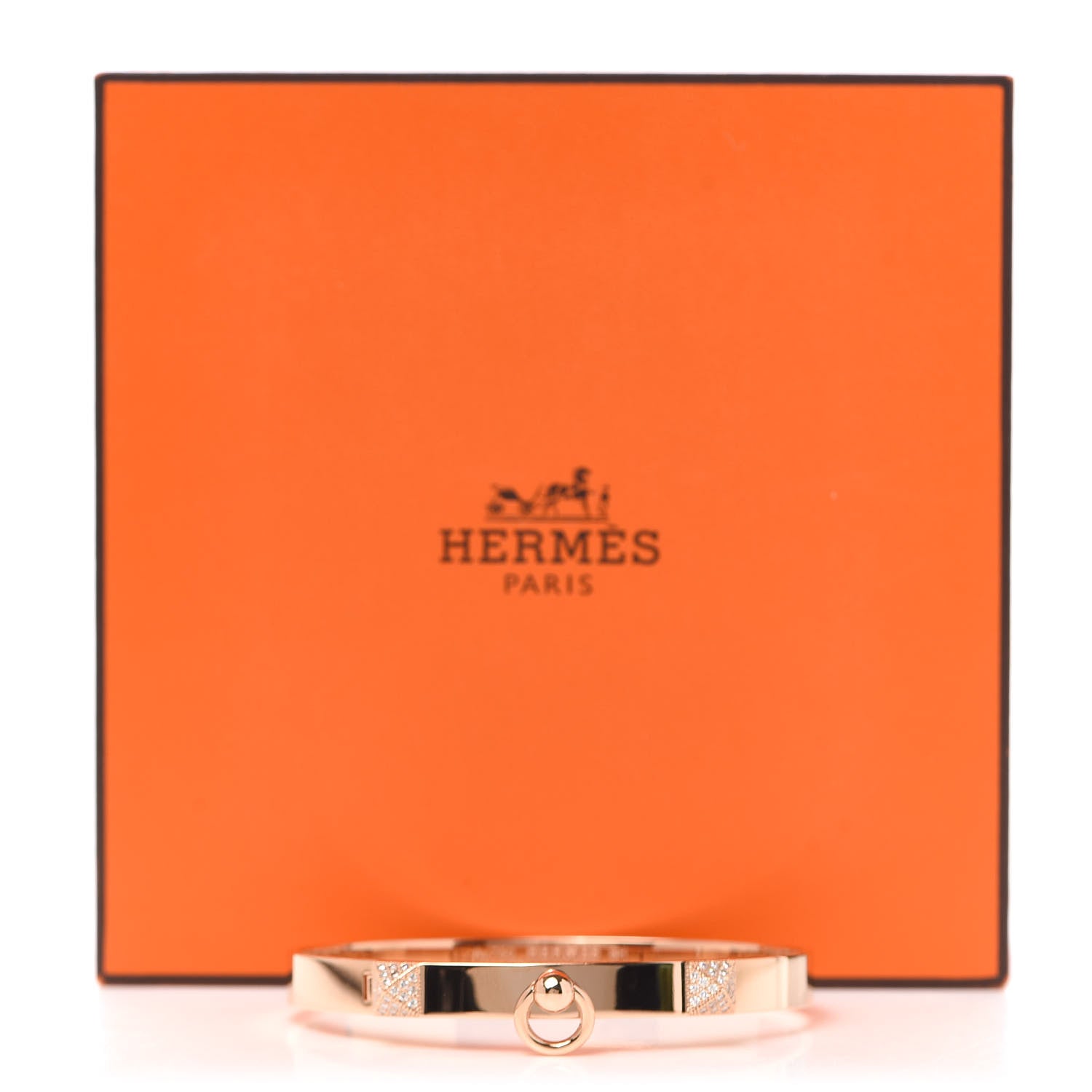Hermes 18K Rose Gold Diamond PM Collier De Chien Bracelet SH 6 of 6