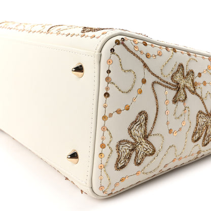 Christian Dior Smooth Calfskin Sequin Embroidered Clover Medium Lady Dior White 10 of 10