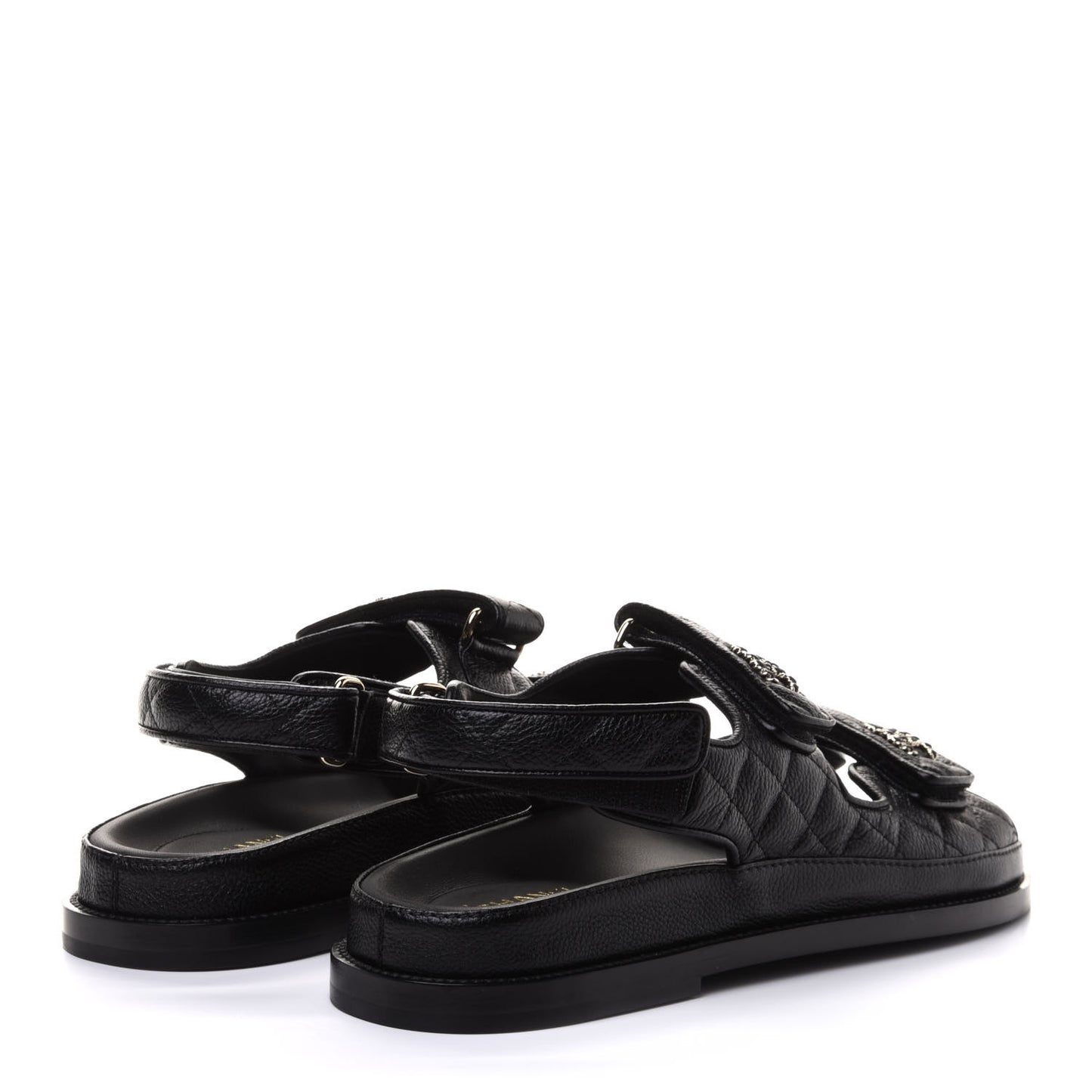 Grained Calfskin Velcro Dad Sandals 39.5 Black