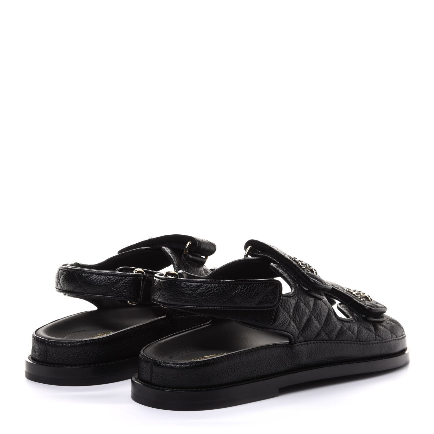 Chanel Grained Calfskin Velcro Dad Sandals 39.5 Black 4 of 10