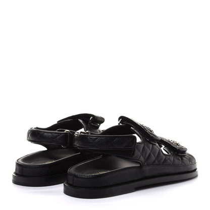 Chanel Grained Calfskin Velcro Dad Sandals 39.5 Black 4 of 10