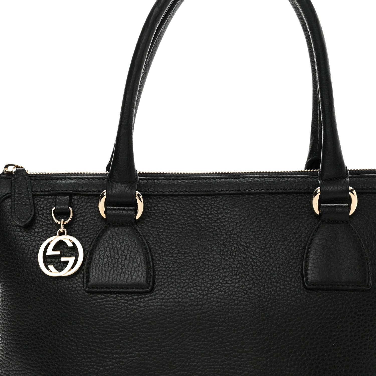 Gucci Dollar Calfskin GG Charm Satchel Black 8 of 11