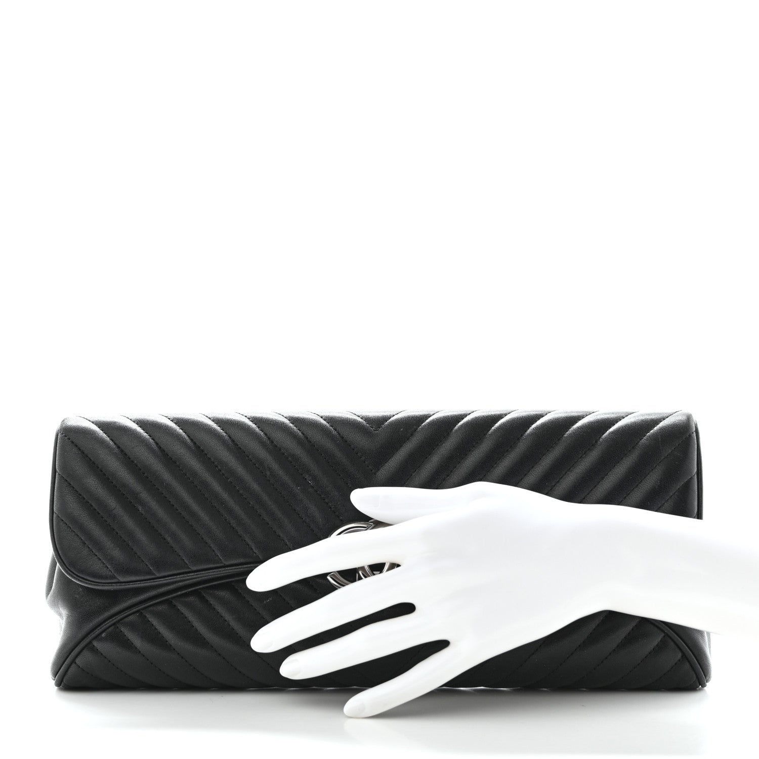 Chanel Lambskin Chevron Evening Clutch Black 2 of 13