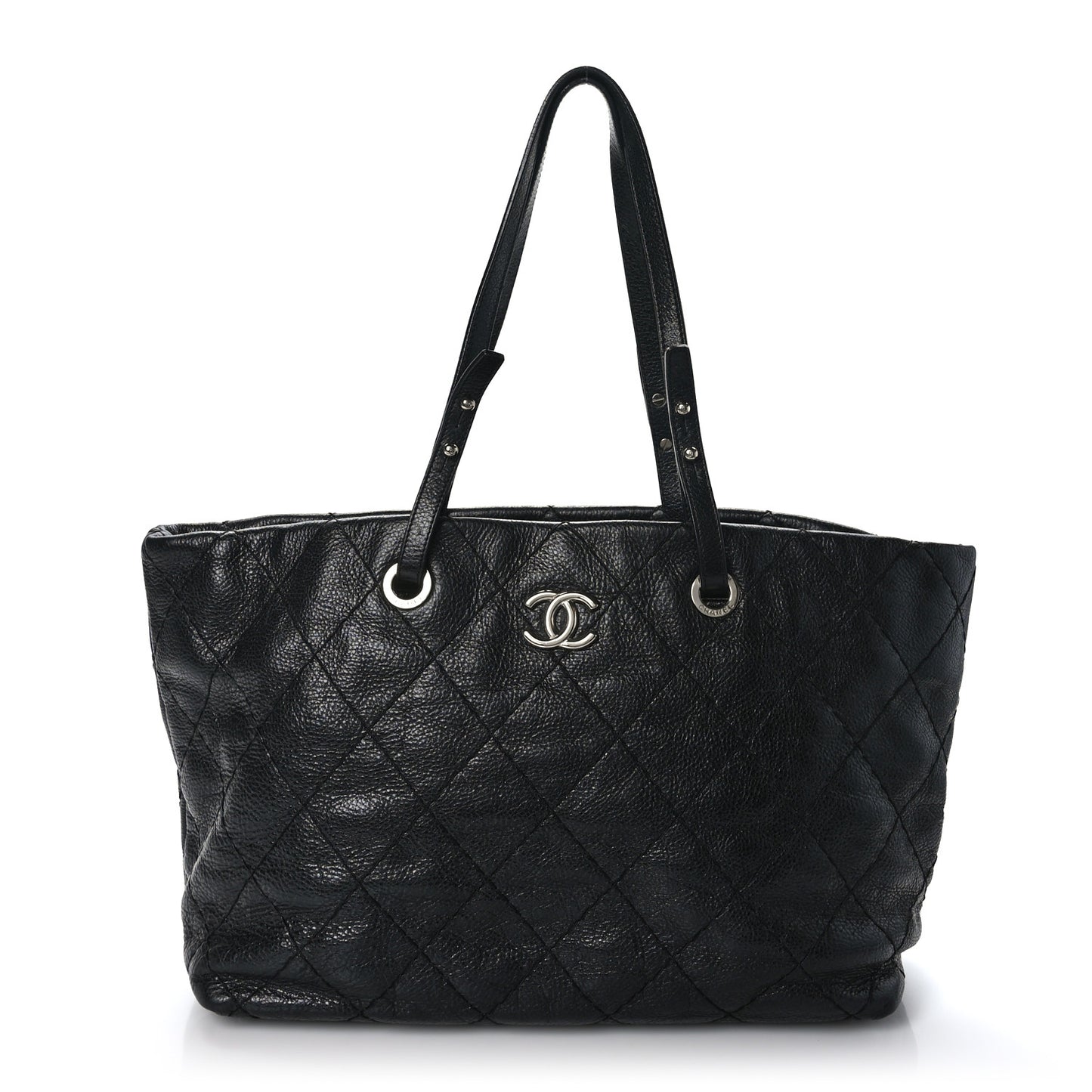 Glazed Calfskin Large On The Road Tote Black