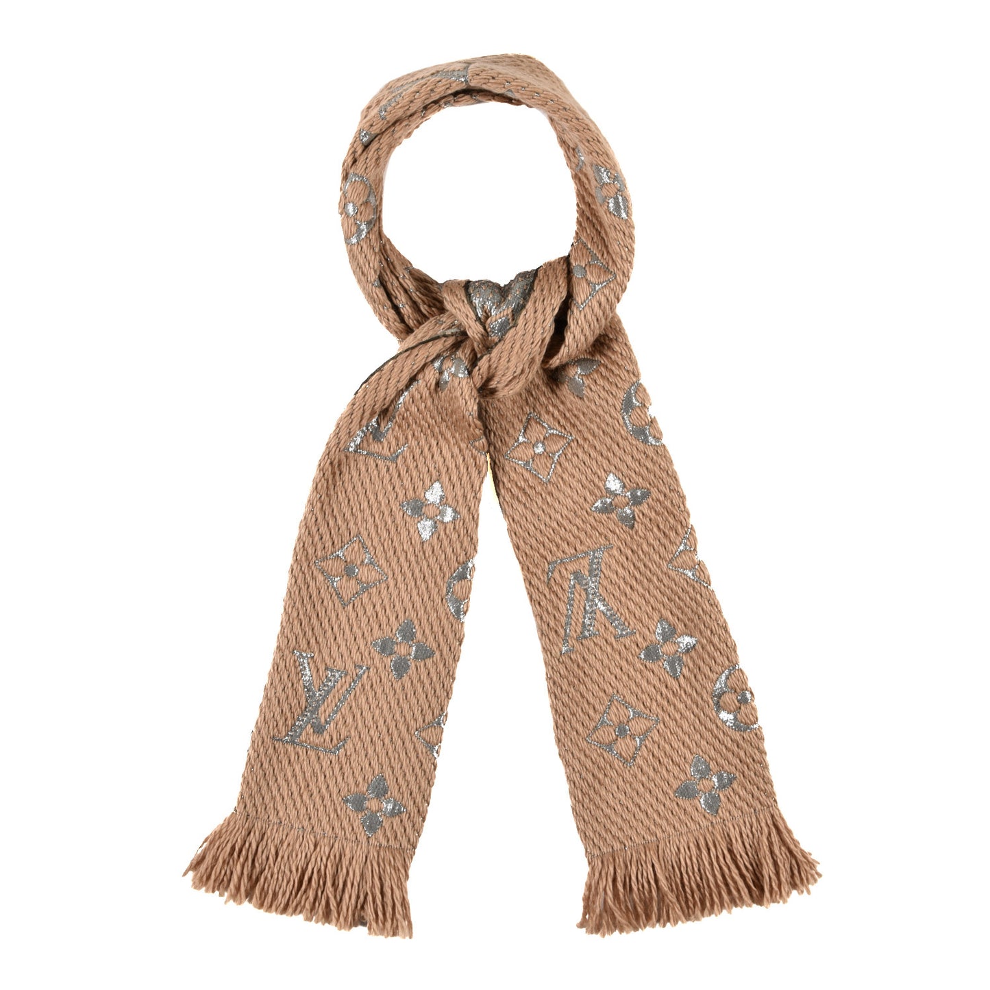 Wool Silk Logomania Shine Scarf Beige