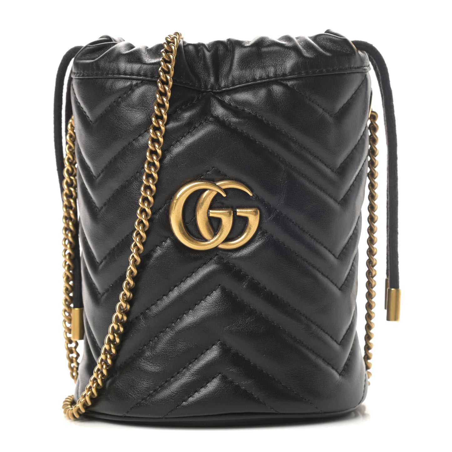 Calfskin Matelasse Mini GG Marmont 2.0 Bucket Bag Black