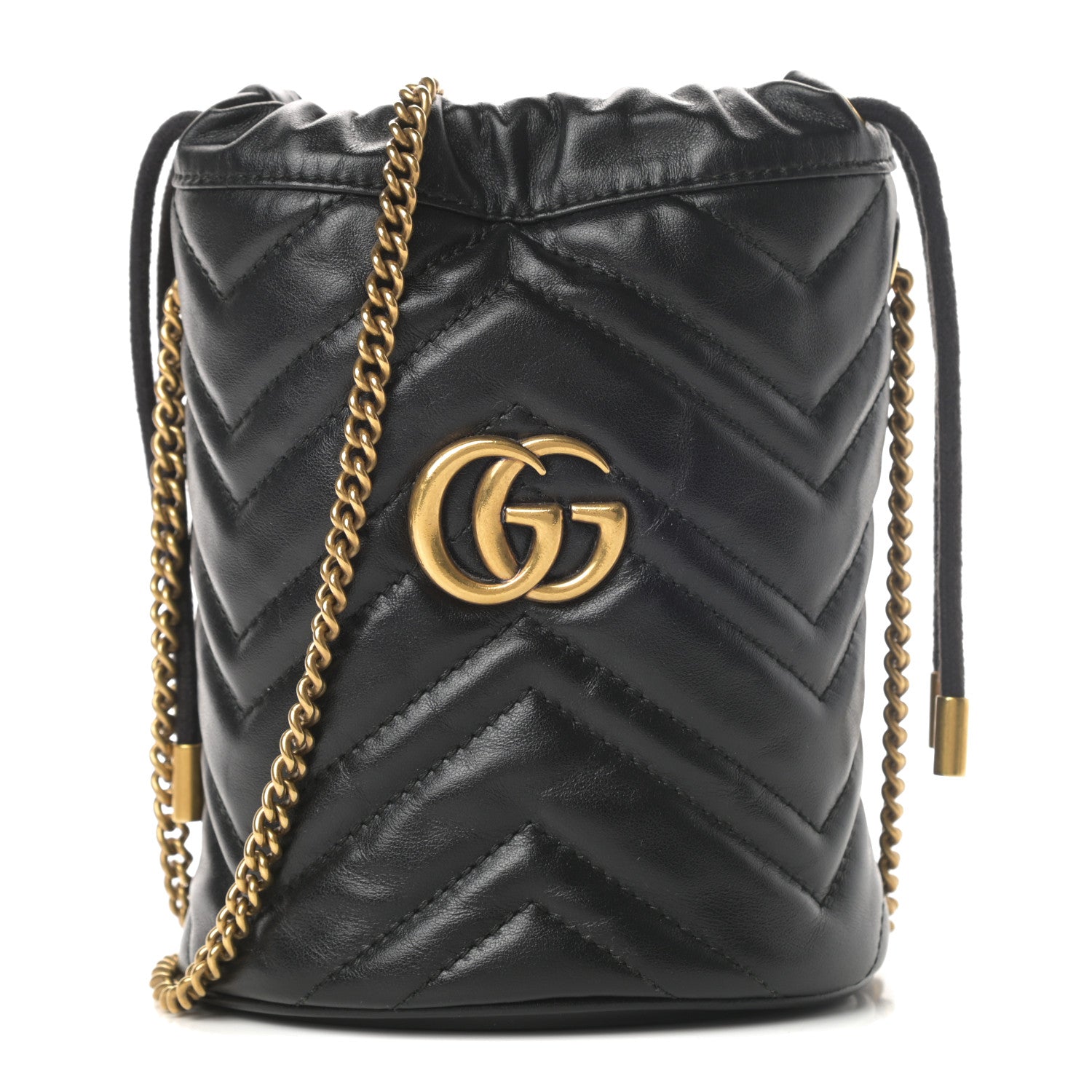 Gucci Calfskin Matelasse Mini GG Marmont 2.0 Bucket Bag Black 1 of 10