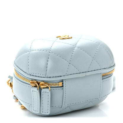 Chanel Lambskin Quilted CC Bubble Vanity Case With Chain Light Blue 4 of 10