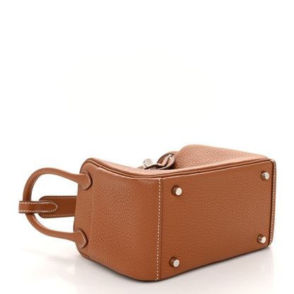 Hermes Taurillon Clemence Mini Lindy 20 Gold 4 of 11