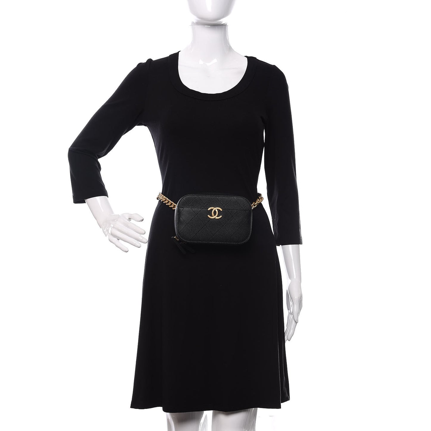 Caviar Quilted Waist Bag Black