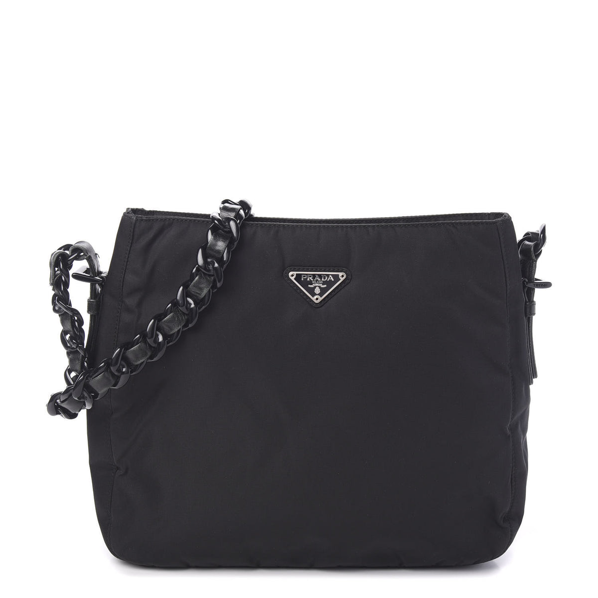 Tessuto Nylon Chain Shoulder Bag Black