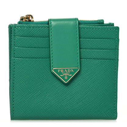 Prada Saffiano Small Triangle Wallet Mango 1 of 9