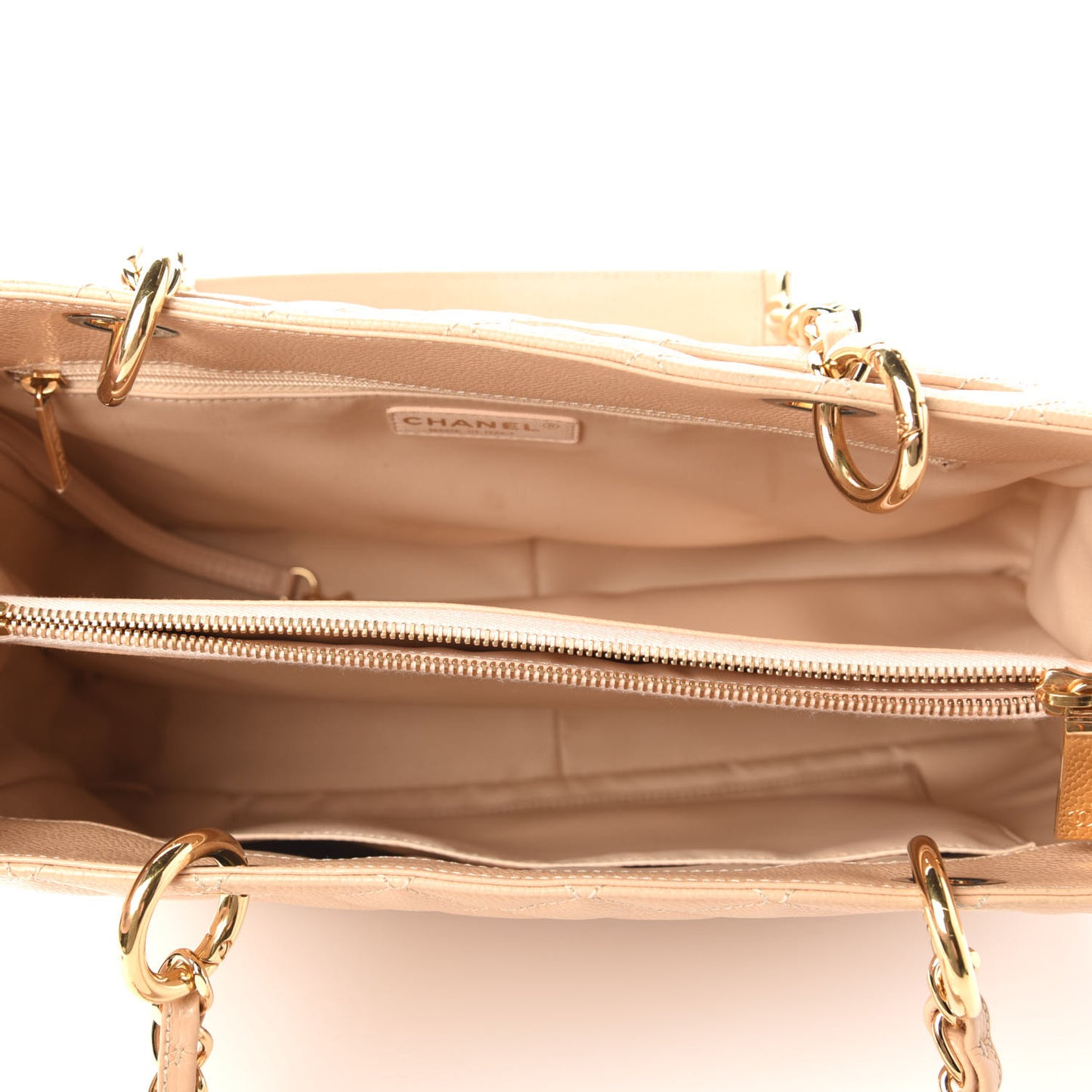 Caviar Quilted Grand Shopping Tote GST Beige Clair