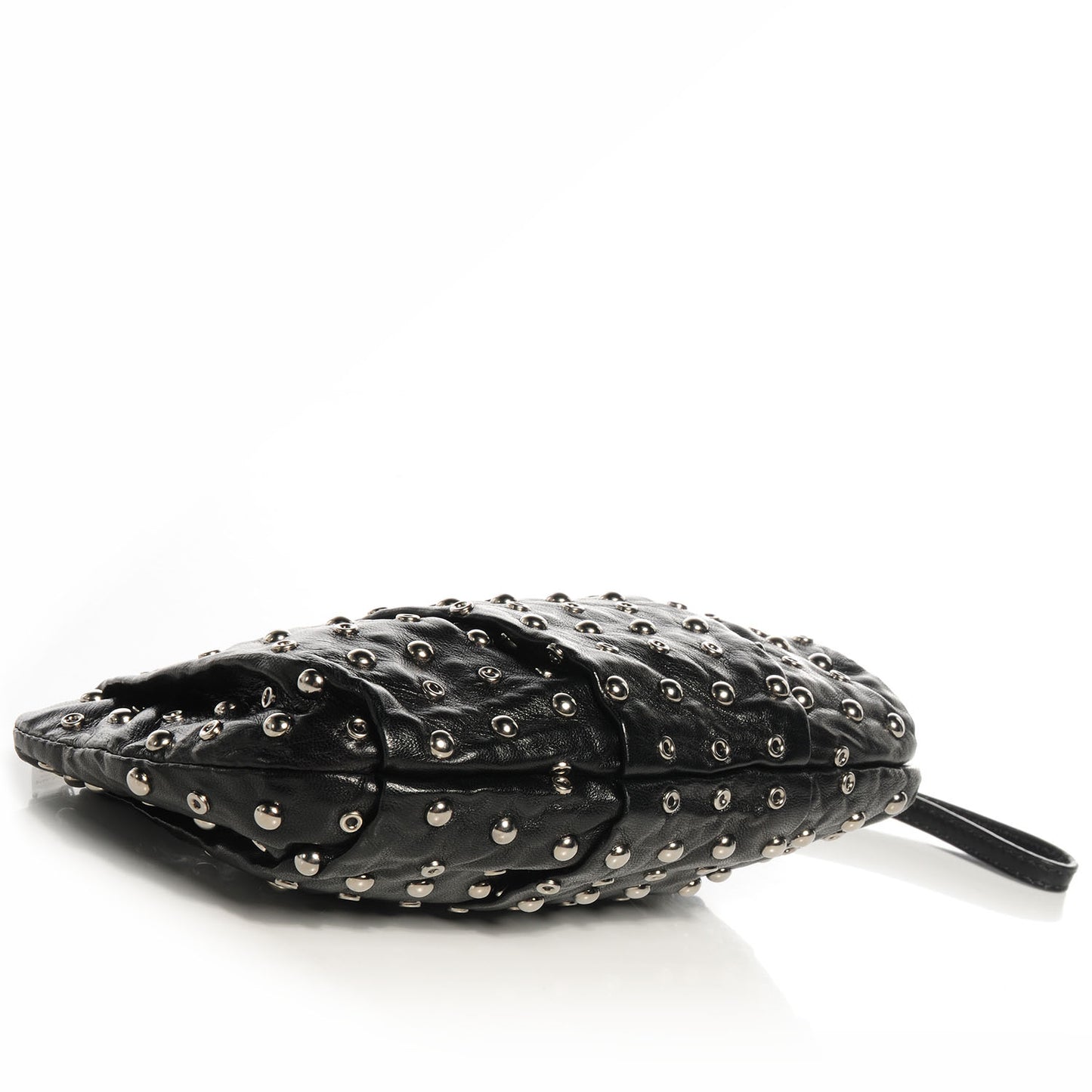 Nappa Grommets Clutch Wristlet Nero Black