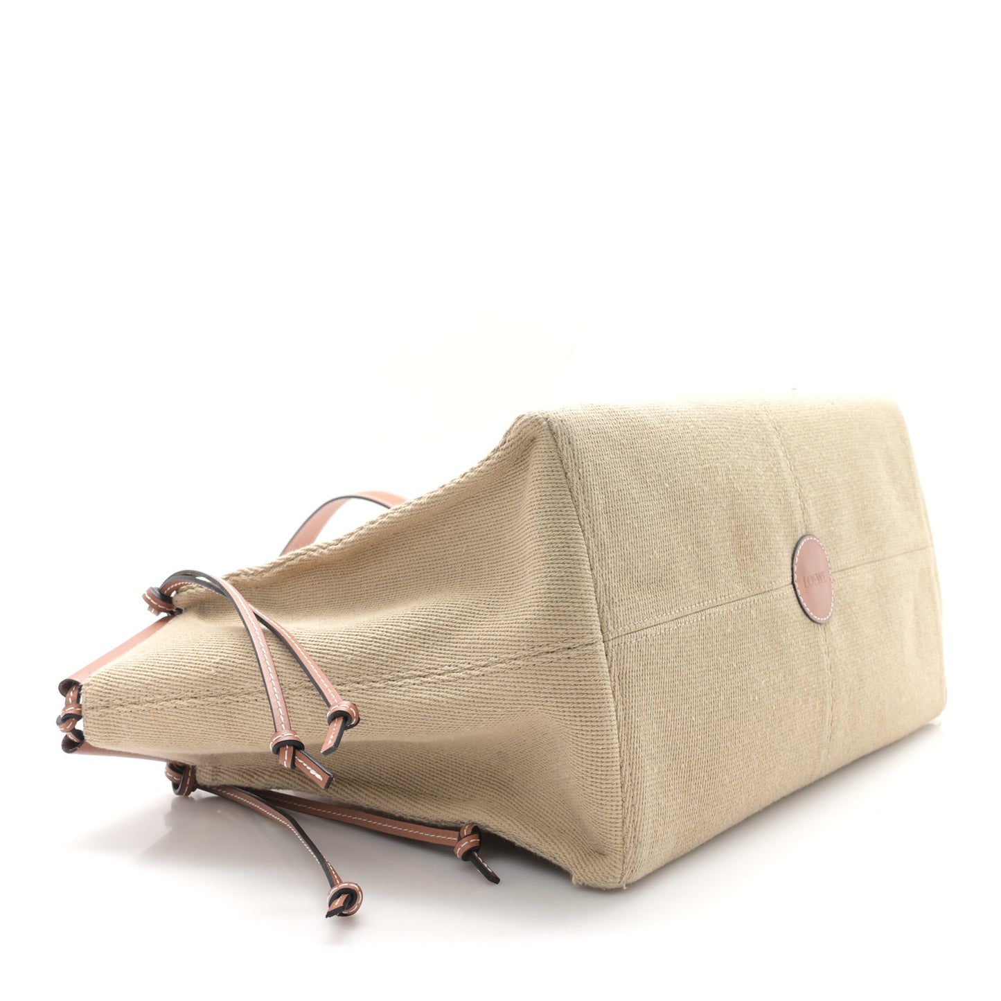 Canvas Calfskin Cushion Tote Natural
