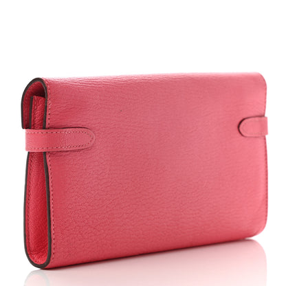 Hermes Chevre Mysore Kelly Longue Wallet Rose Lipstick 2 of 11