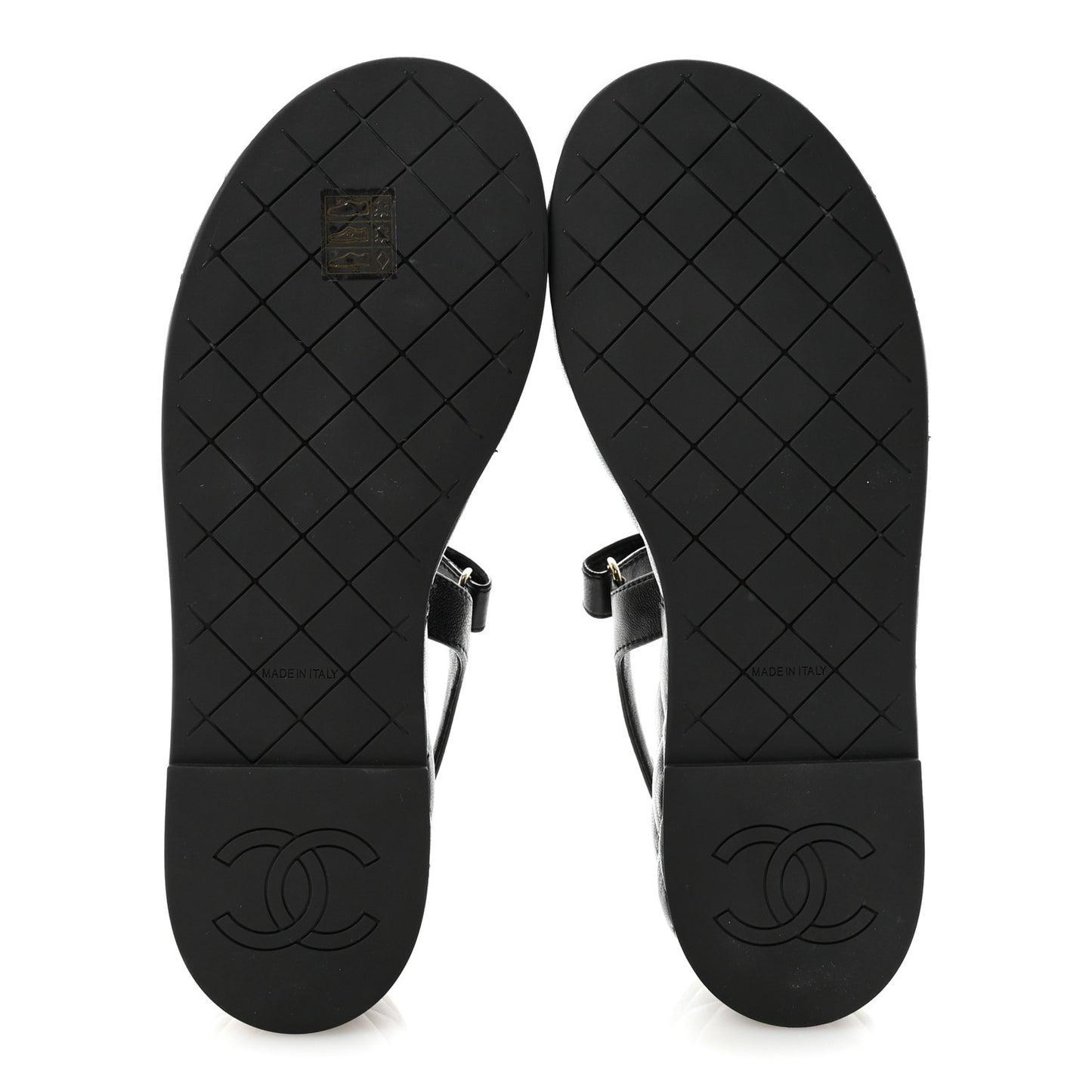 Lambskin Quilted Chain CC Platform Sandals 38.5 Black
