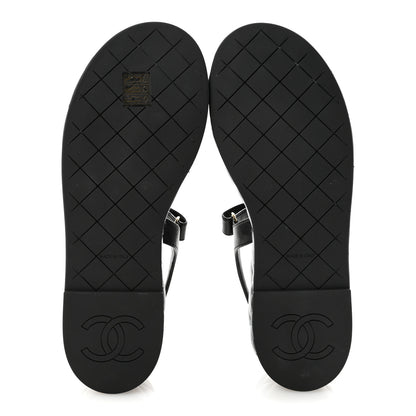Chanel Lambskin Quilted Chain CC Platform Sandals 38.5 Black 6 of 10