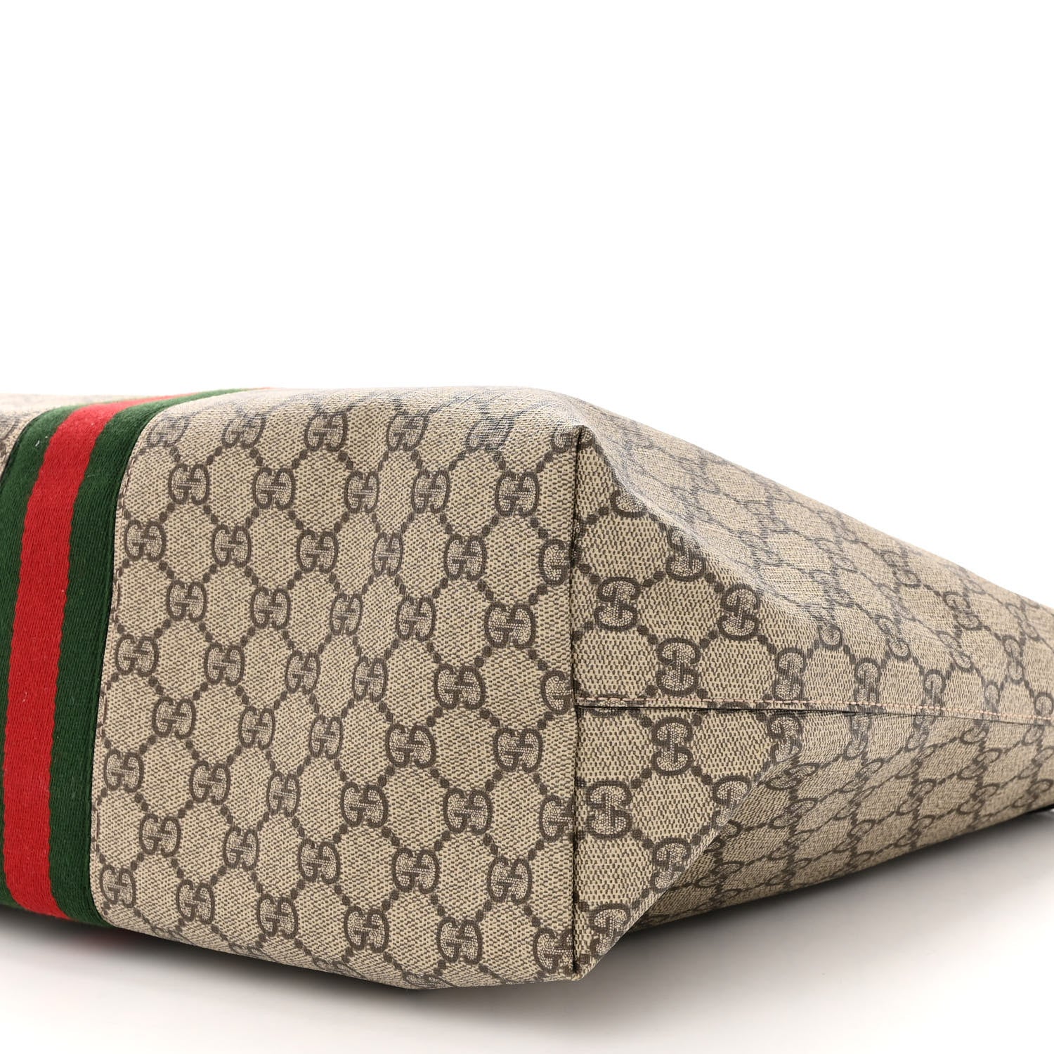 Gucci GG Supreme Monogram Textured Calfskin Web Medium Ophidia Shopping Tote Beige Ebony New Acero 8 of 8