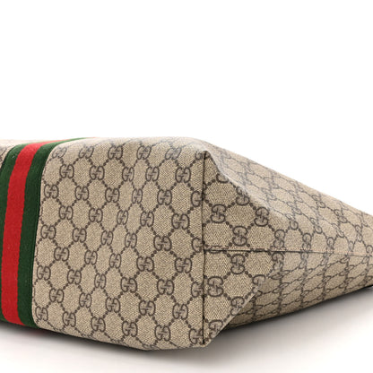 Gucci GG Supreme Monogram Textured Calfskin Web Medium Ophidia Shopping Tote Beige Ebony New Acero 8 of 8