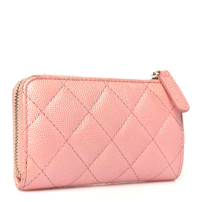 Chanel Iridescent Caviar Quilted Zipped Key Holder Case Rose Pink 3 of 9