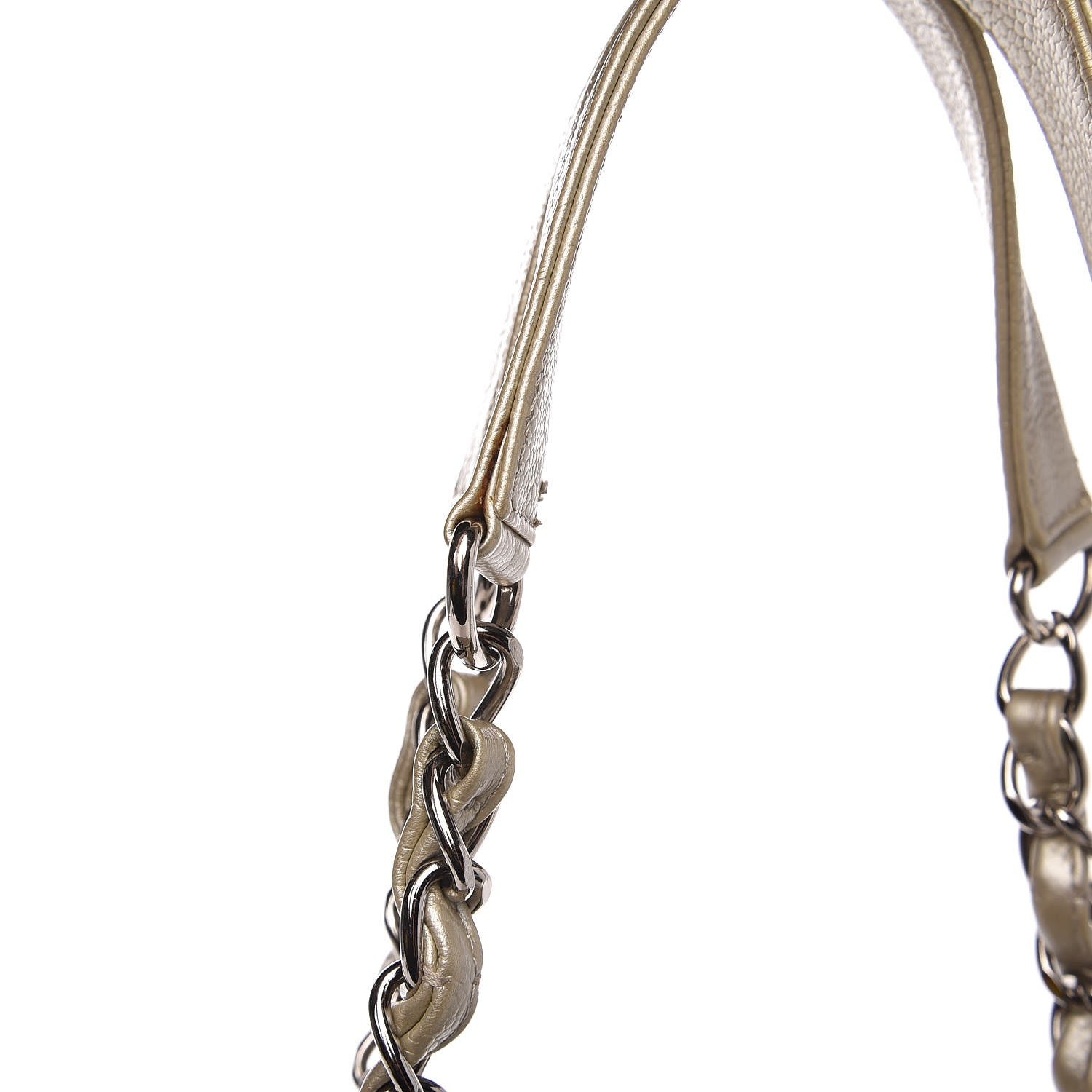 Chanel Metallic Caviar Quilted Petit Shopping Tote PST Pearl 11 of 34