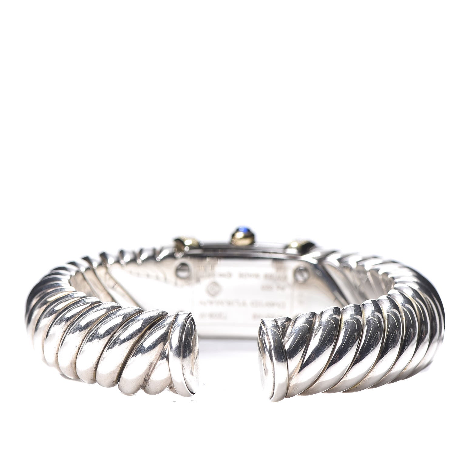 David Yurman Sterling Silver 18K Yellow Gold Diamond Bezel Mother of Pearl 19mm Waverly Quartz Watch 4 of 6