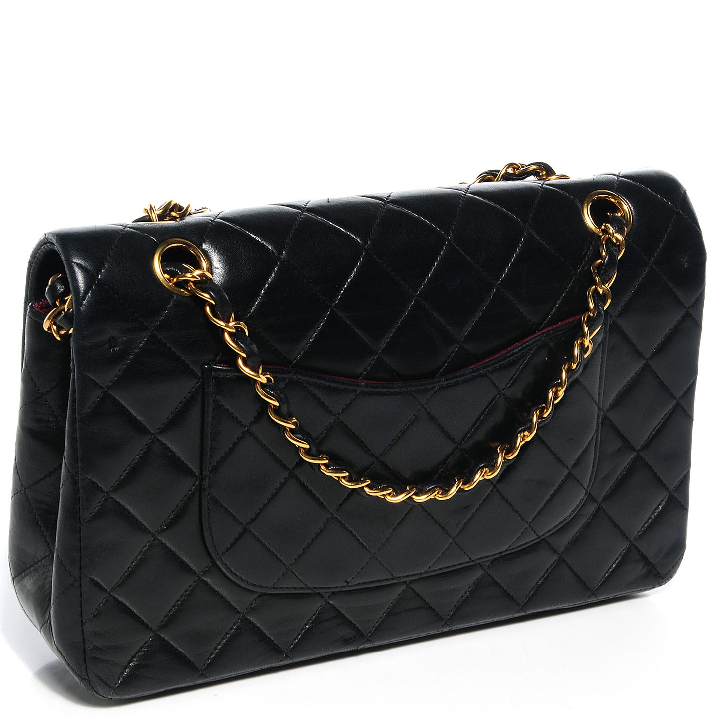 Lambskin Medium Double Flap Black