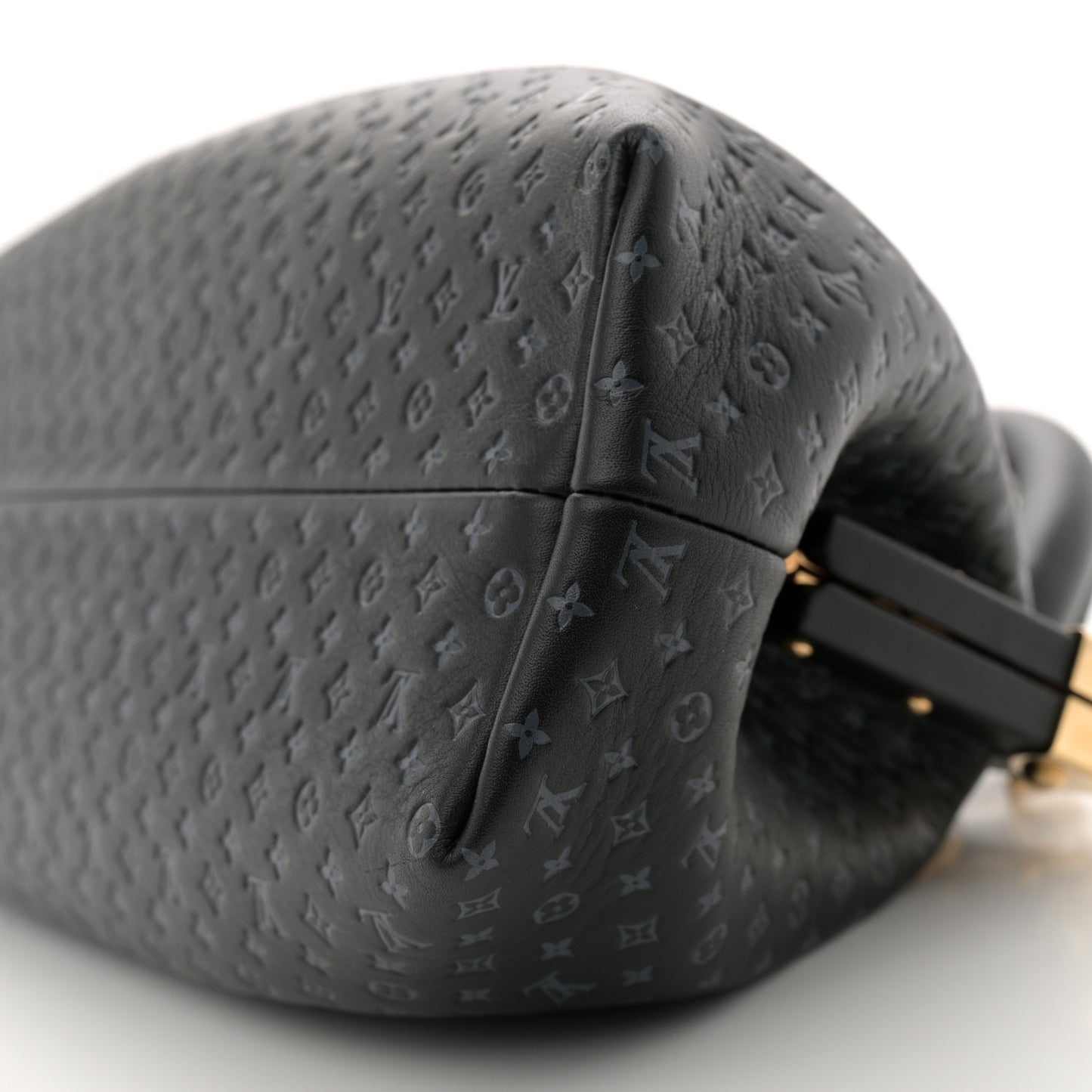 Calfskin Nanogram Embossed Clutch Black