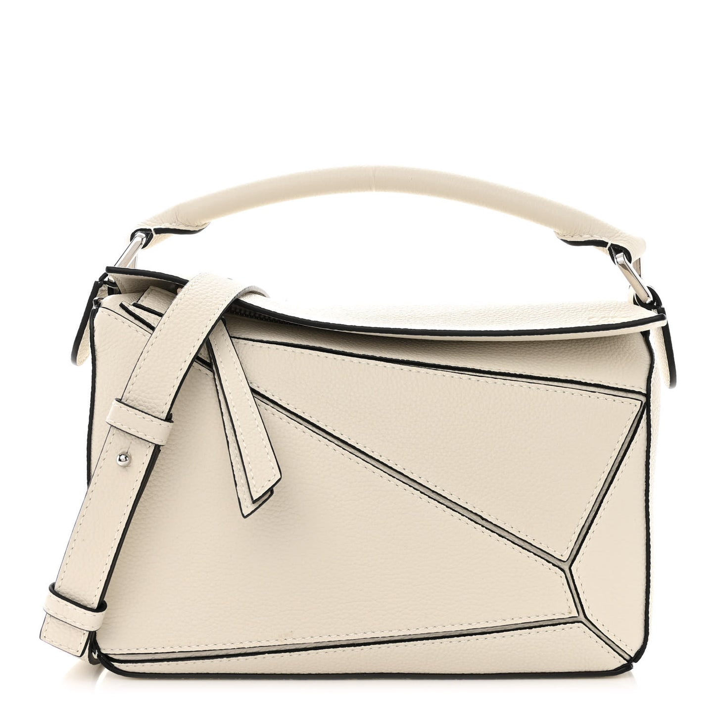 Grained Calfskin Small Puzzle Bag Soft White