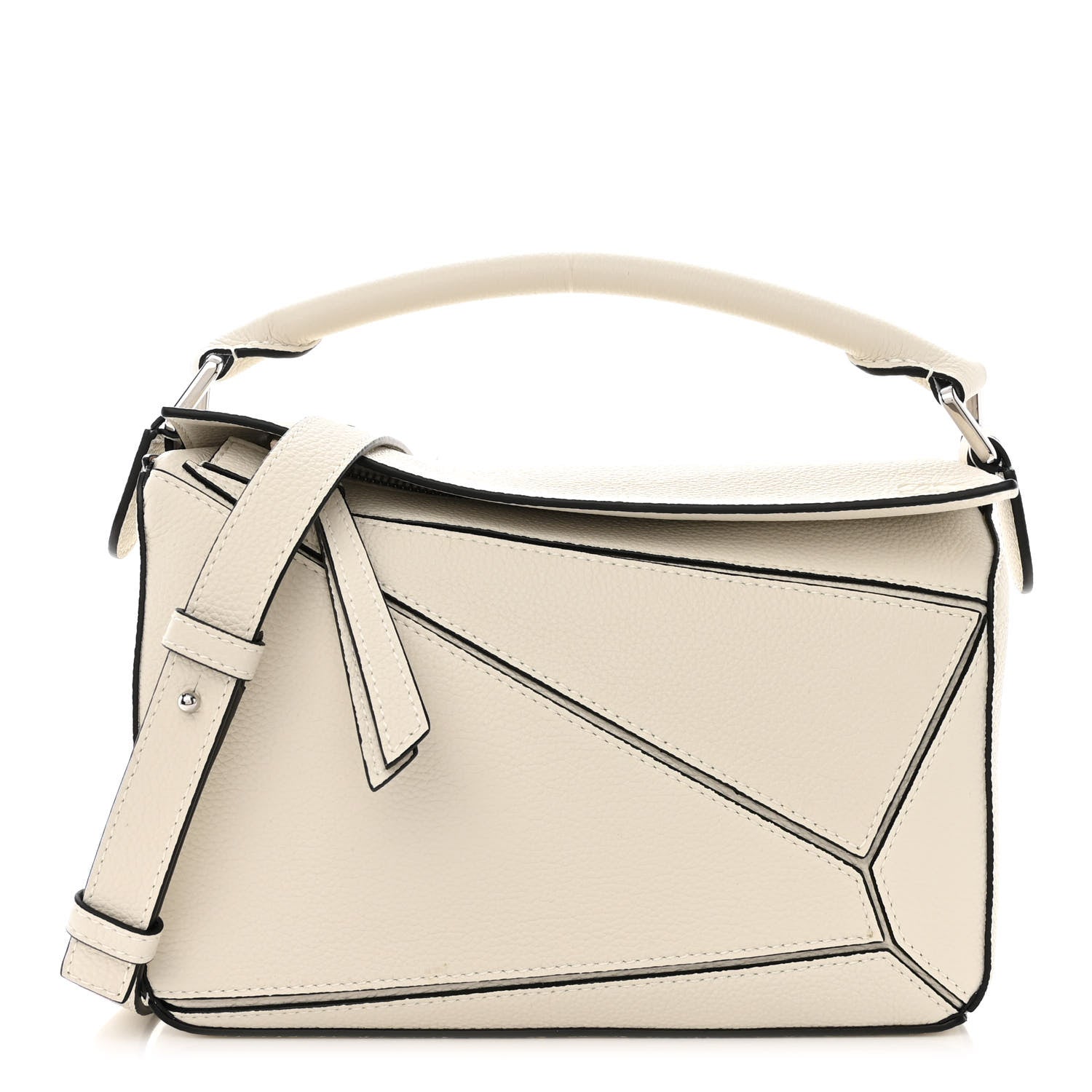 Loewe Grained Calfskin Small Puzzle Bag Soft White 1 of 11