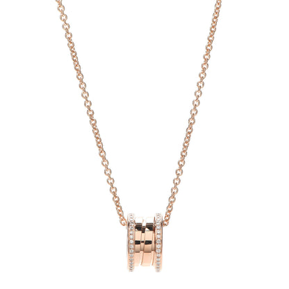 Bulgari 18K Rose Gold Diamond B.Zero1 Pendant Necklace 1 of 6