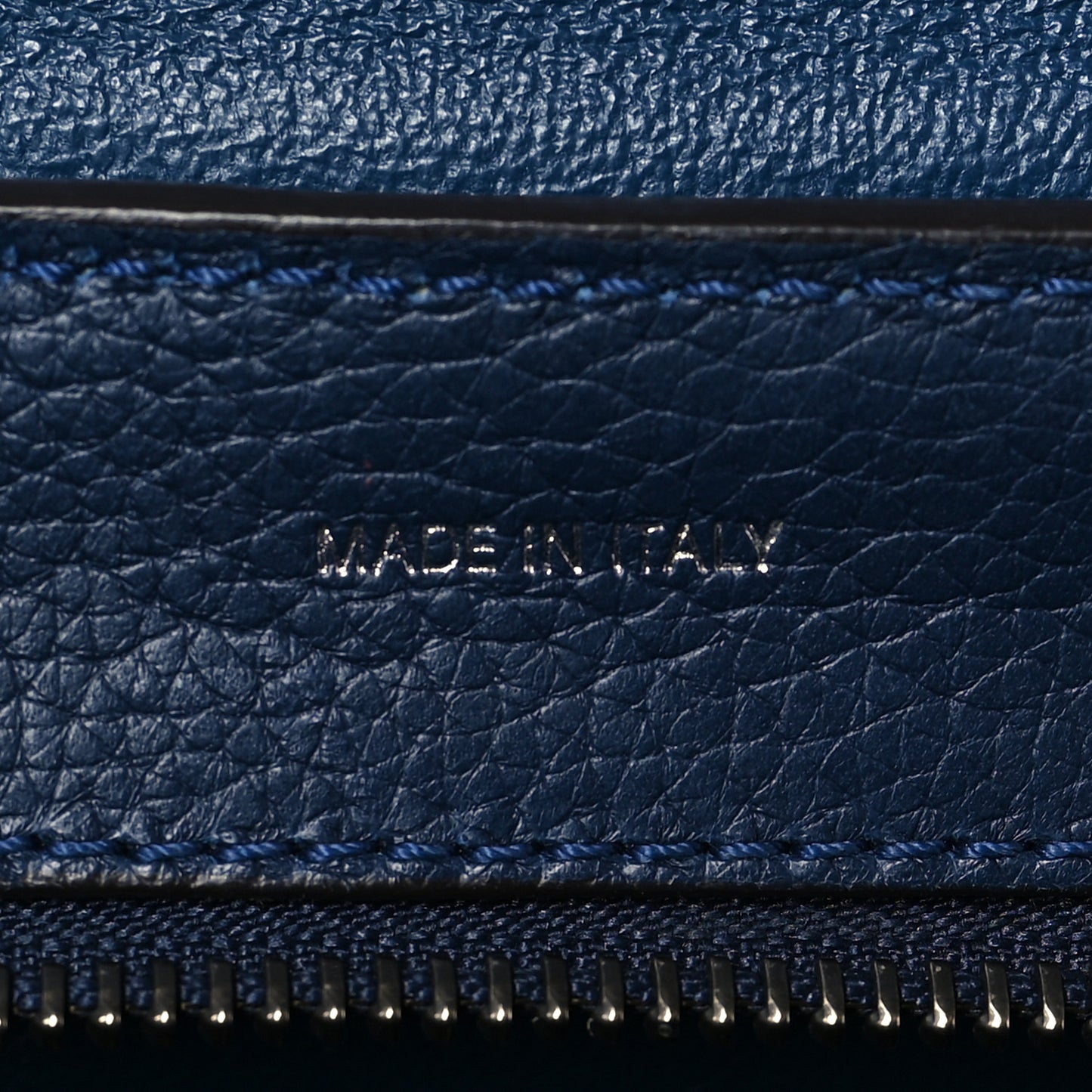 Drummed Calfskin Suede Medium Trapeze Navy Blue