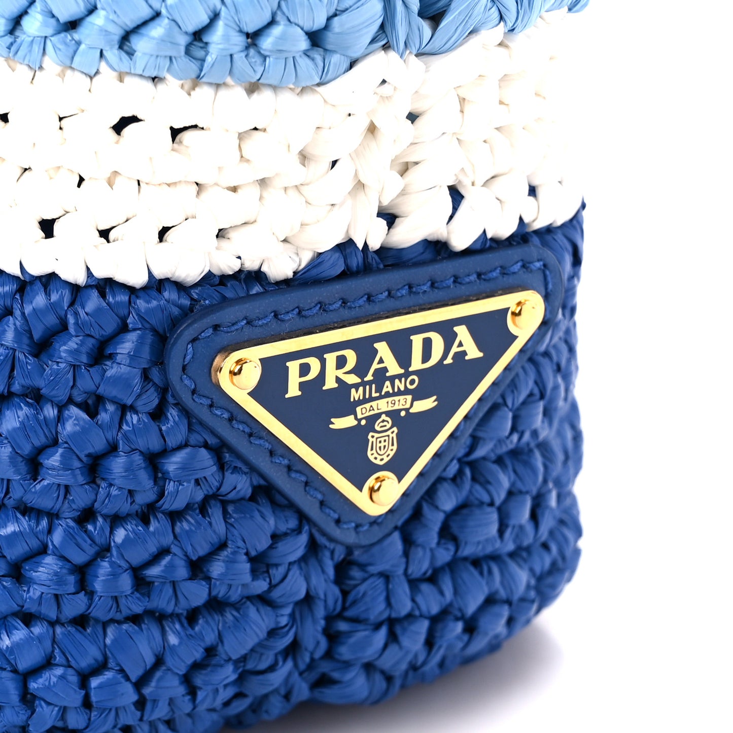 Yarn Raffia Effect Crochet Small Logo Tote Celeste Blue
