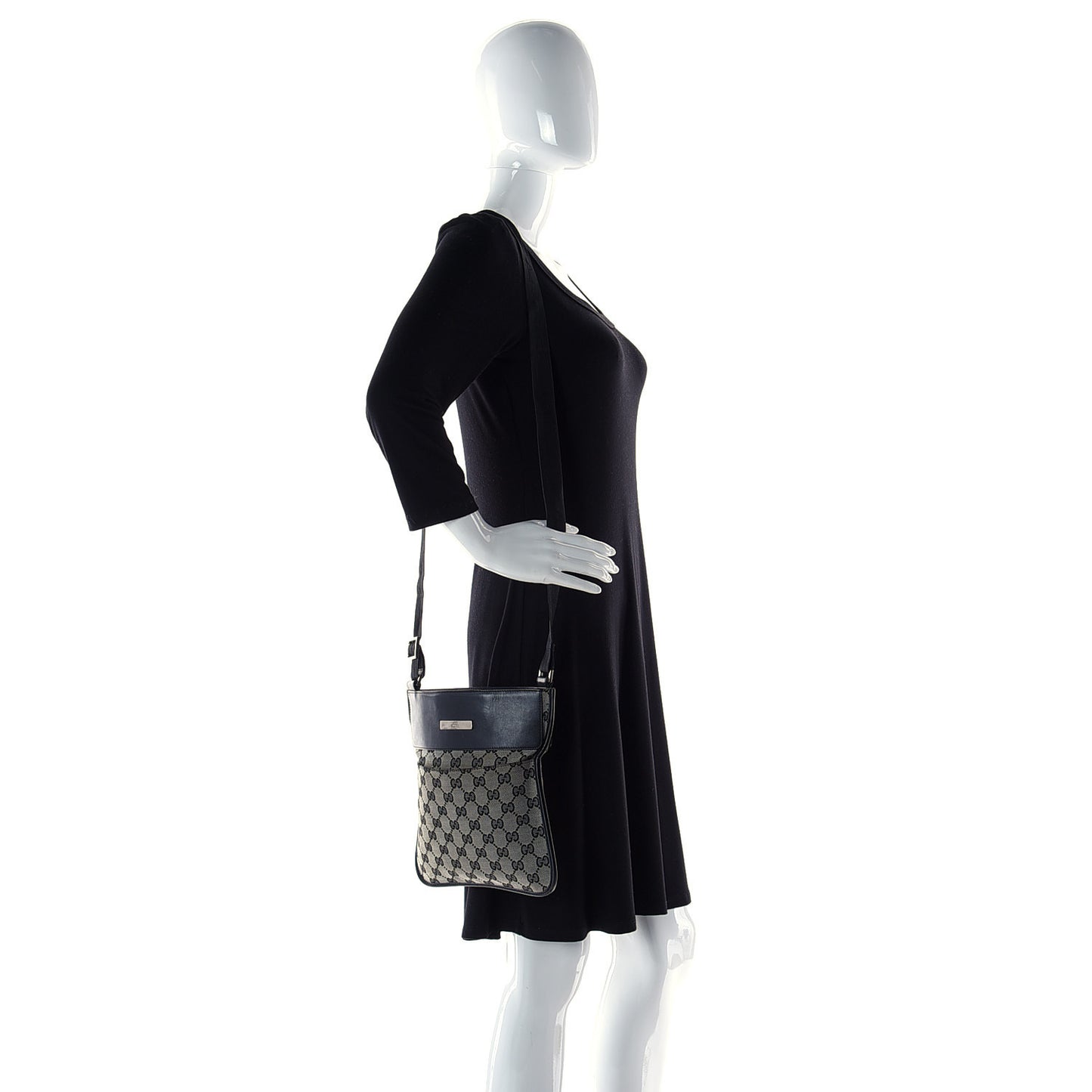 GG Monogram Messenger Crossbody Bag Black