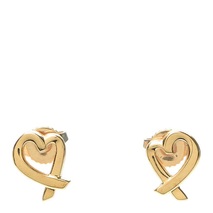 Tiffany 18K Yellow Gold Mini Paloma Picasso Loving Heart Earrings 1 of 4
