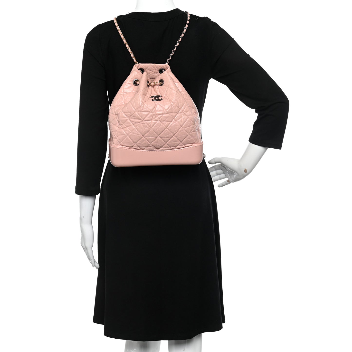 Aged Calfskin Quilted Gabrielle Backpack Light Pink