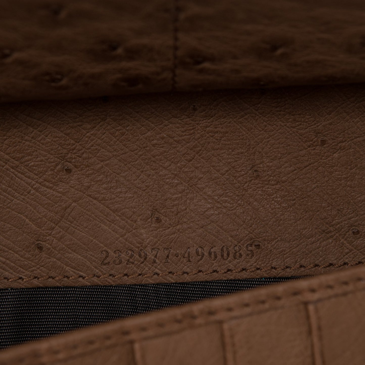 Ostrich Bamboo Zip Around Wallet Dark Beige