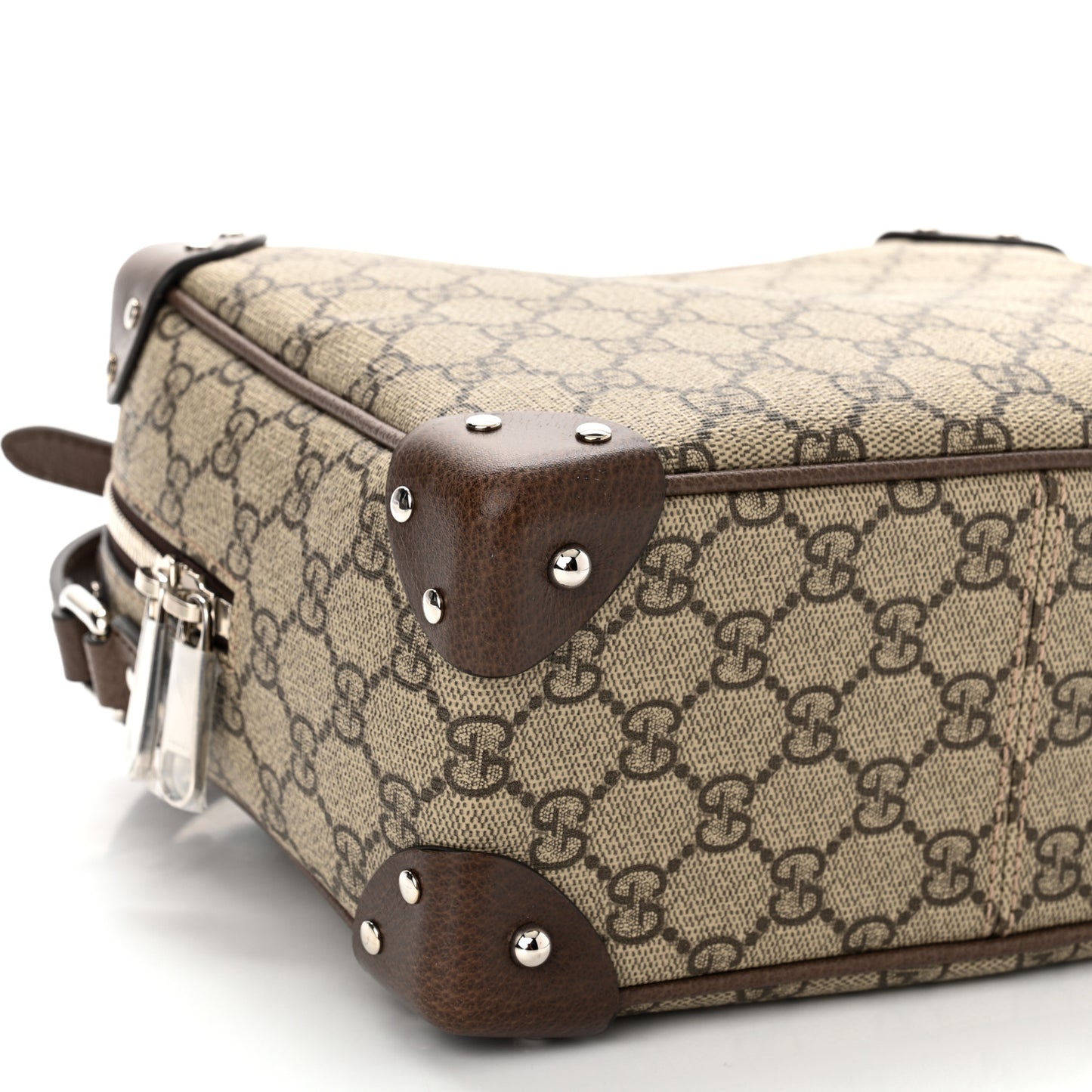 GG Supreme Monogram Textured Calfskin Square Messenger Bag Beige Ebony New Acero
