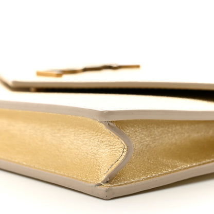 Saint Laurent Metallic Calfskin Monogram Envelope Chain Wallet Gold 9 of 12