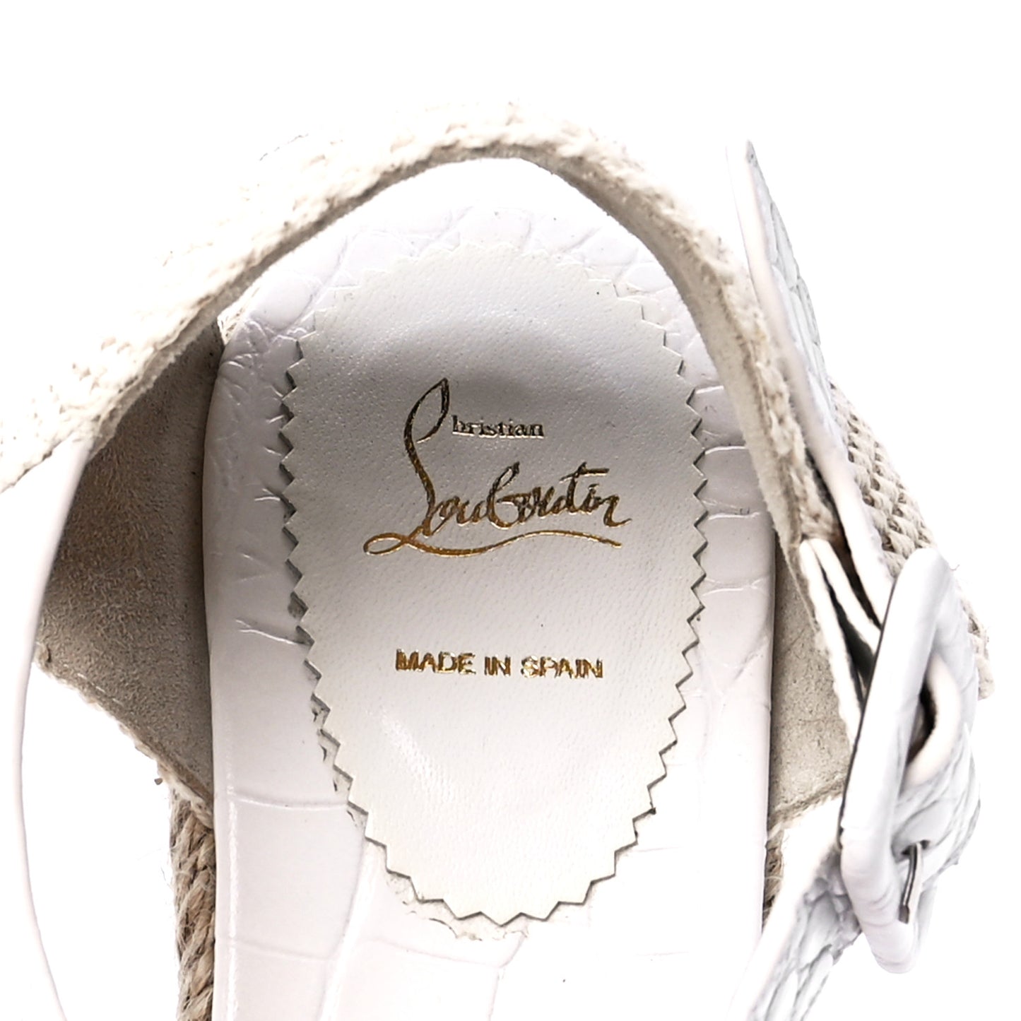 Calfskin Crocodile Embossed Amelia 90 Espadrille Wedges 38 White