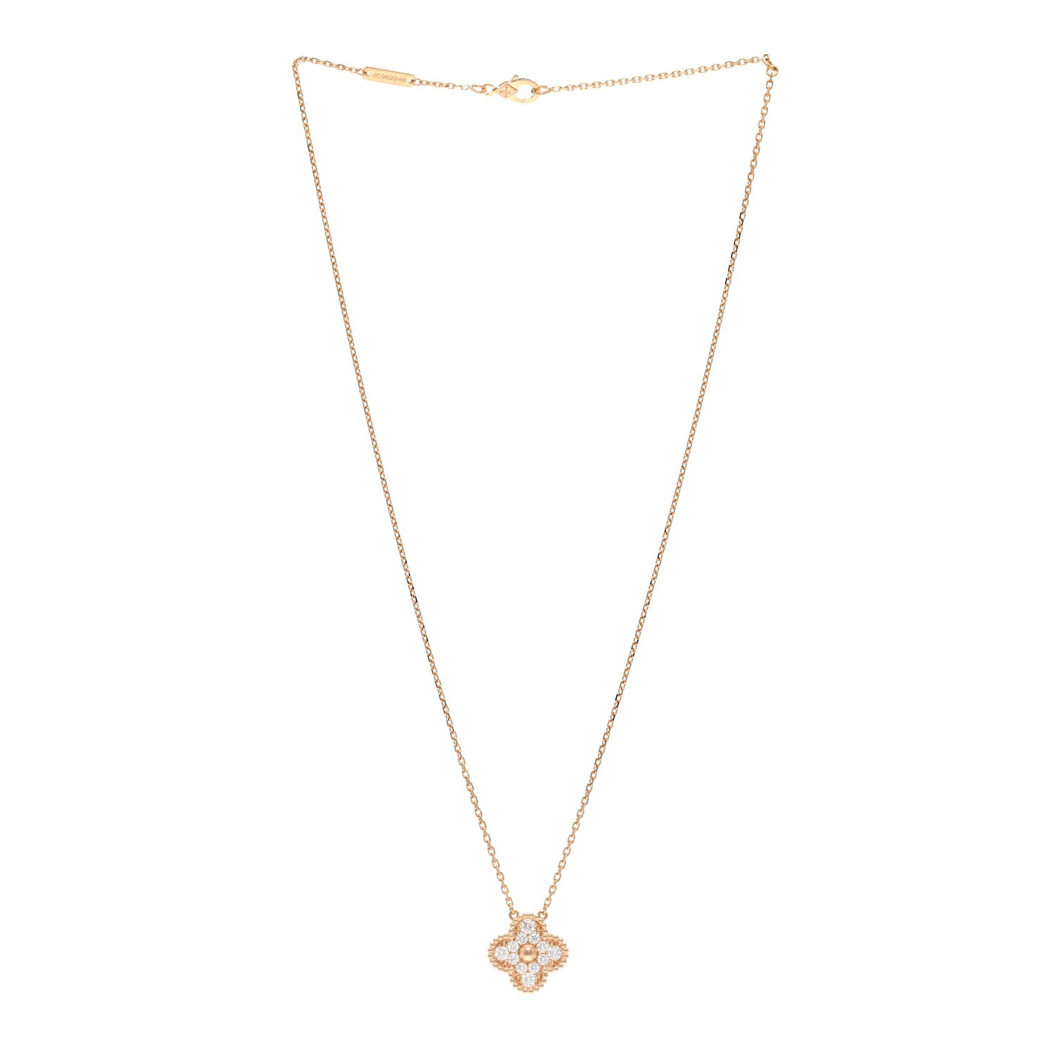 Van Cleef & Arpels 18K Rose Gold Diamond Vintage Alhambra Pendant Necklace 3 of 6
