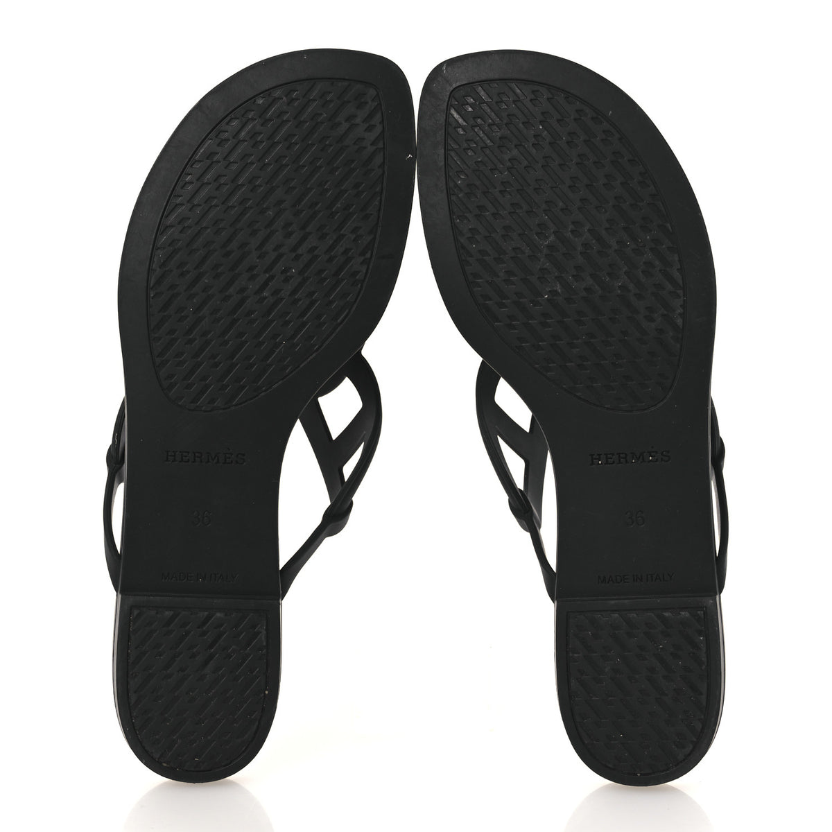 Hermes Rubber Womens Egerie Sandals 36 Black 7 of 12