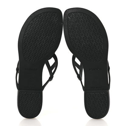 Hermes Rubber Womens Egerie Sandals 36 Black 7 of 12