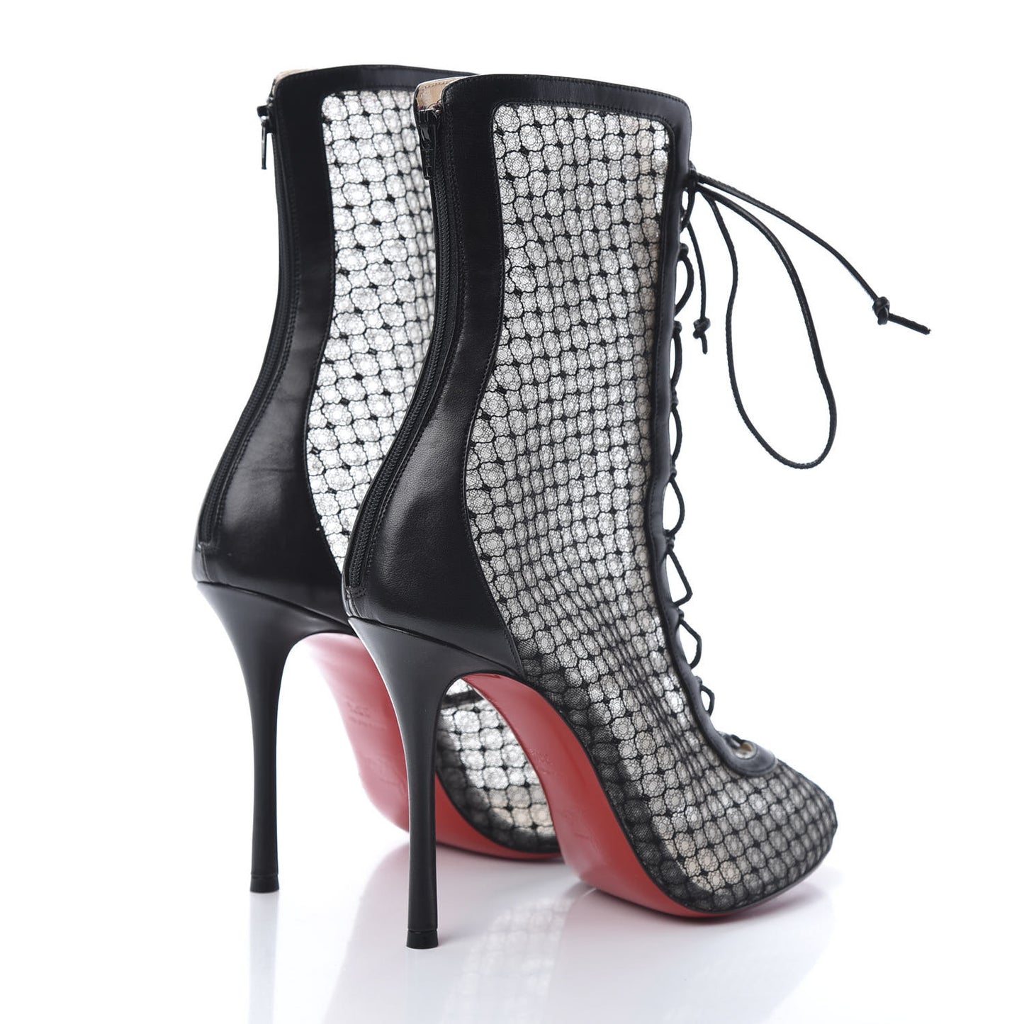 Nappa Fishnet Lace Hotero 100 Ankle Boots 38.5 Black