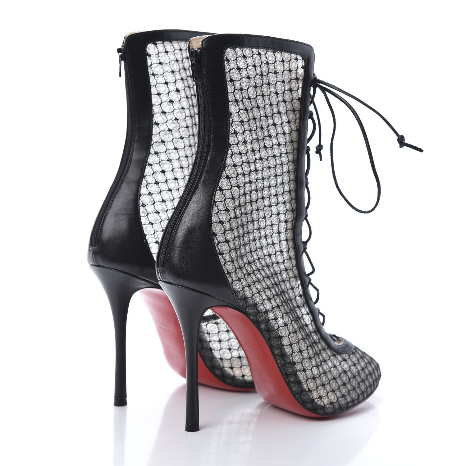 Christian Louboutin Nappa Fishnet Lace Hotero 100 Ankle Boots 38.5 Black 4 of 10