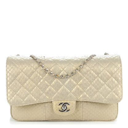 Chanel Iridescent Python Quilted Medium Clam Pocket Flap Gold 1 of 7